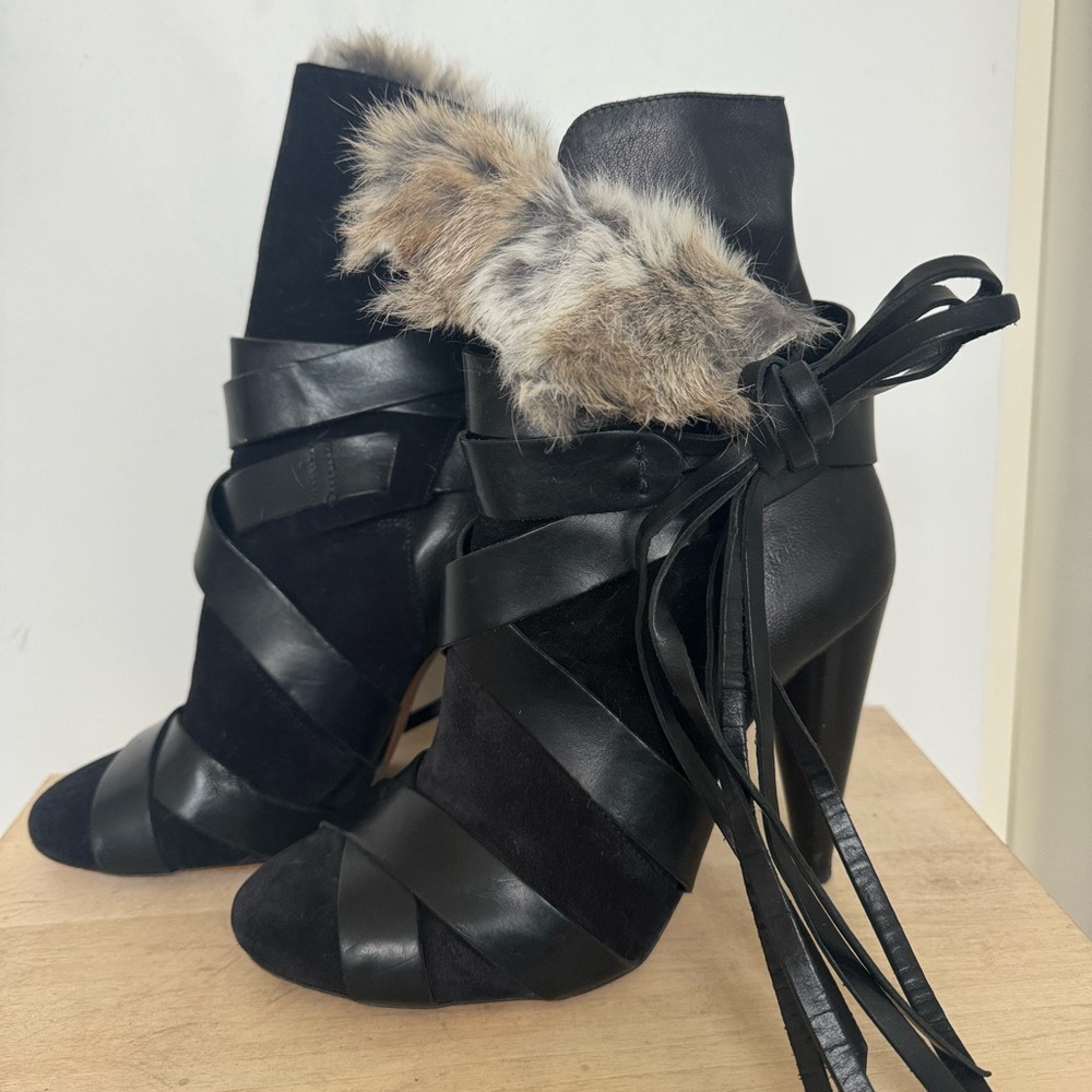 Isabel Marant Neta Rabbit Fur Ankle Booties